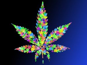 Multi-colored cannabis leaf