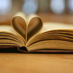 Book with pages formed into heart